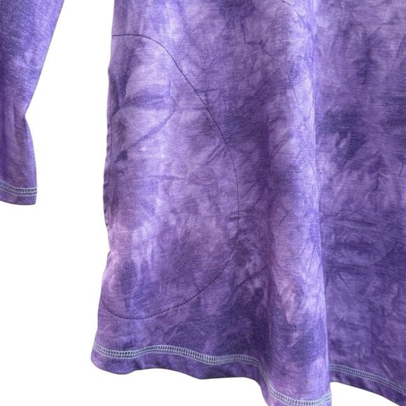 LOGO by Lori Goldstein Women's Purple Tie Dye Long Sleeve Top w/ Pockets Size 1X - Picture 5 of 9